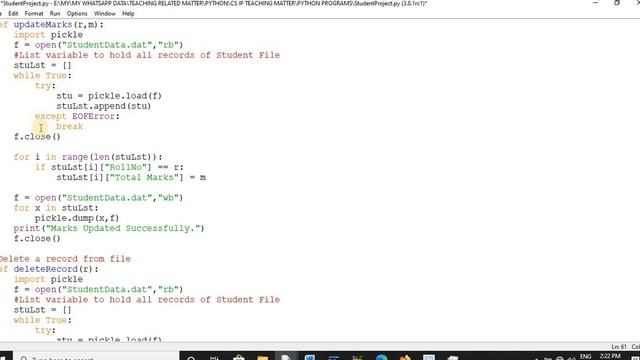 STUDENT MANAGEMENT SYSTEM - CRUD OPERATIONS ON BINARY FILES USING PYTHON CODE - ASHISH KUMAR VAISH смотреть онлайн