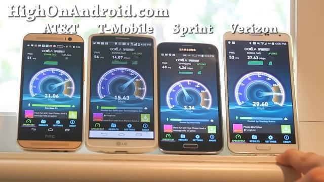 AT&T vs. T-Mobile vs. Sprint vs. Verizon 4G LTE Speed Test! смотреть онлайн