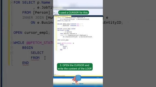Do you use CURSORS? #sql #sqlserver #database #dba #data #dataengineer #dataanalytics #datascience смотреть онлайн