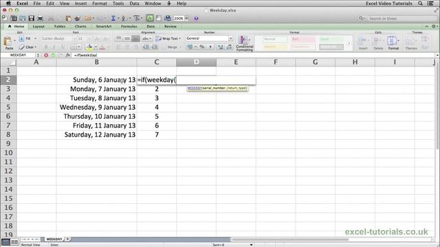 Microsoft Excel Tutorial: WEEKDAY Function смотреть онлайн