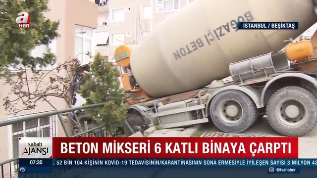 Beton Mikseri Binaya Çarptı, Vinçle Kaldırıldı / A Haber смотреть онлайн