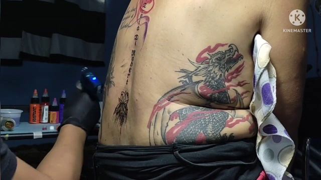 SPINE TATTOO - LOTUS DESIGN #spine #lotus  #timelapse