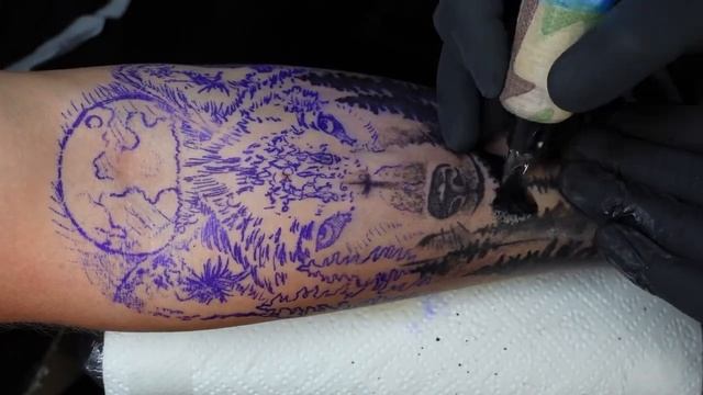 Wolf tattoo | Time lapse смотреть онлайн