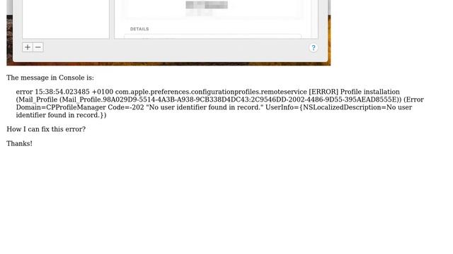 Apple: Profile installation failed: No user identifier found in record смотреть онлайн