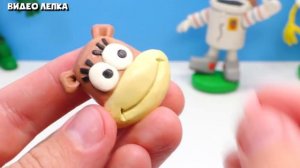 Сэнди и Сквидвард. Губка Боб из пластилина _ Видео Лепка.mp4