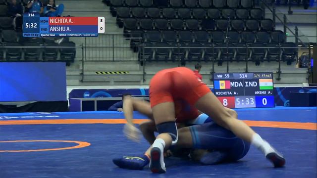 1/4 WW - 59 kg: A. NICHITA (MDA) v. A. ANSHU (IND) смотреть онлайн