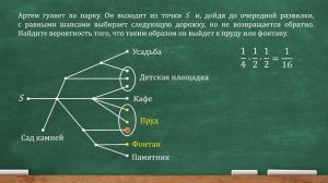 Артем гуляет по парку. Он выходит из точки S и, дойдя до очередной развилки, с равными шансами...