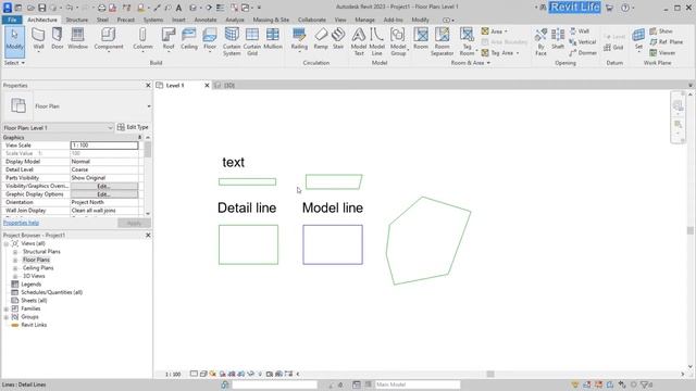 Detail lines vs Model lines - Revit tutorial смотреть онлайн
