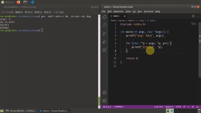 C言語のコマンドライン引数（argc, argv）の使い方 смотреть онлайн