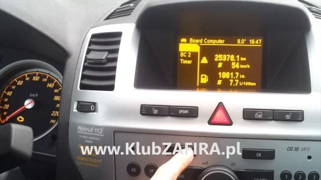 ZAFIRA B Tryb serwisowy (test mode) смотреть онлайн