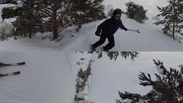 Катание на горных лыжах на горнолыжном комплексе "Давегор" смотреть онлайн