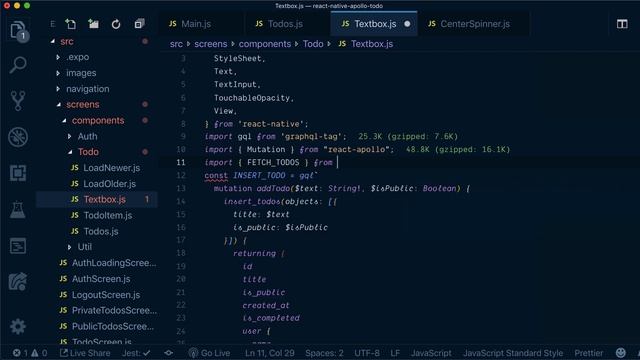 Run mutation and update cache | GraphQL React Native Apollo Tutorial (10/22) смотреть онлайн
