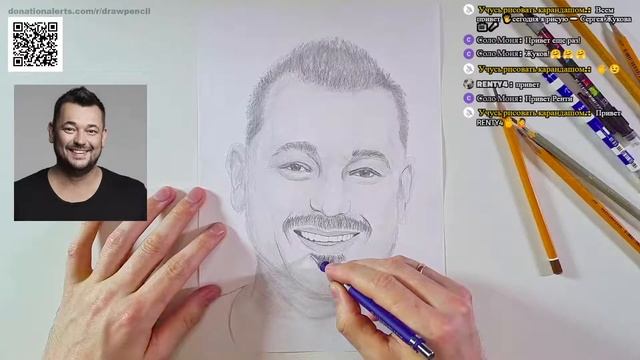 Как нарисовать Сергея Жукова карандашом   (СТРИМ) / How To Draw Sergey Zhukov (Live)