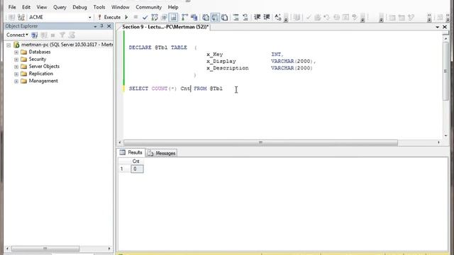 SQL Server Table Variables - No Persistence смотреть онлайн