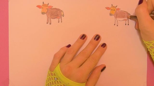 Разукрасить корову и гиппопотама | How to draw a cow and a hippo |Draw with Wooden stencils drawing смотреть онлайн