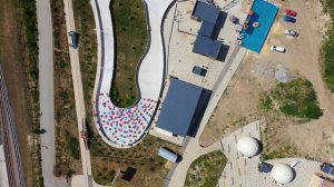 Panoramic aerial view of Volgograd, Russia. Пойма реки Царица