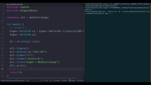 matplotlibcpp | eigen library | scientific computations and plotting in C++ смотреть онлайн