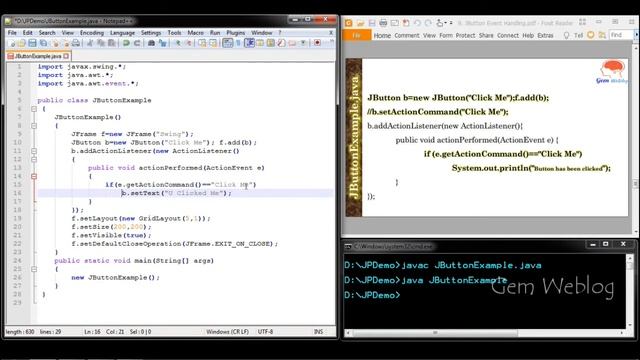 Java Swing GUI Part #12: JButton Event Handling using ActionListener interface|ActionEvent Methods смотреть онлайн