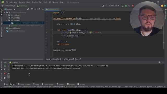 Делаем Progress Bar на Python. Решение задач для начинающих в реальном времени #3 смотреть онлайн