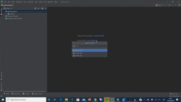 How to set the code to HTML in pycharm