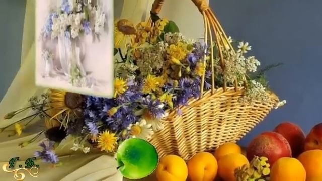 Натюрморты. Натюрморт с цветами и фруктами смотреть онлайн