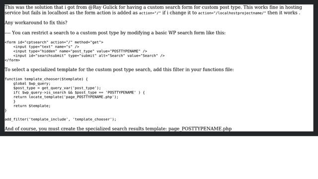Wordpress: Custom Search Form Not Working In Localhost