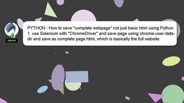 PYTHON : How to save "complete webpage" not just basic html using Python смотреть онлайн