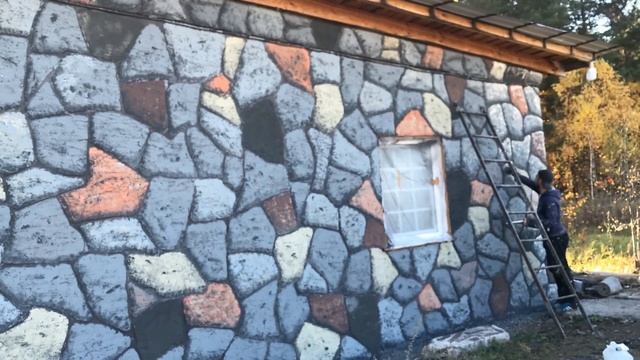 Роспись стен под камень.Painting Of Walls Under A Stone