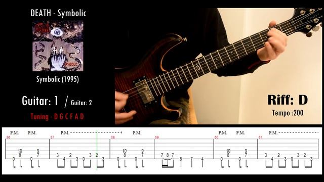 Death - Symbolic - Guitar riffs with tabs / cover / lesson смотреть онлайн