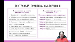 ЕКАТЕРИНА 2 - ВНУТРЕННЯЯ ПОЛИТИКА
