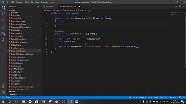 Linear Search in Java using Visual Studio Code | Linear Search in Data Structure | Data Structure смотреть онлайн