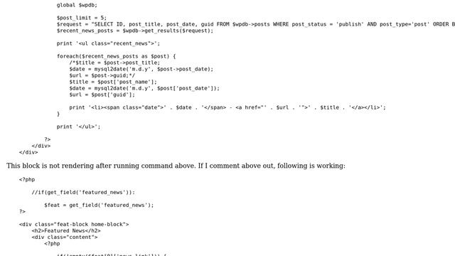 Unable to render custom field after attempt to generate a list of recent post in page template смотреть онлайн