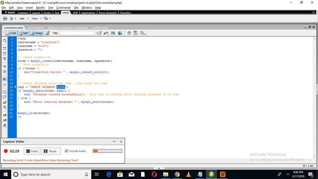 Database connection, creating of table and database смотреть онлайн