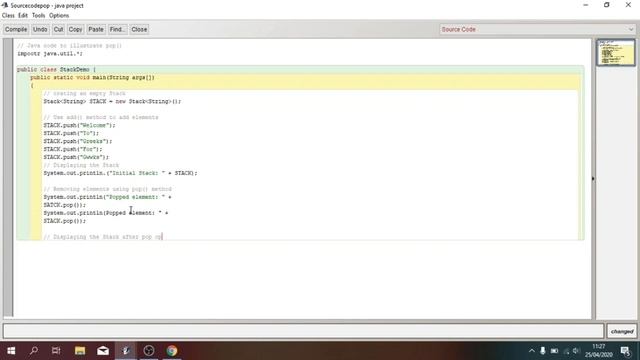 Pemogram java : push,pop,peek. смотреть онлайн