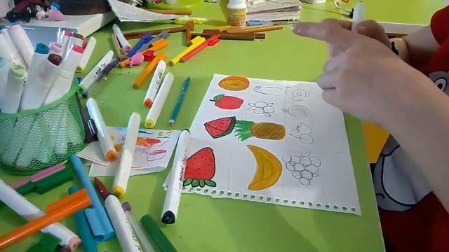Фруктики. Рисуночки. Все виды фруктов в одном видео.Способ рисования. Глянцевые карточки. смотреть онлайн