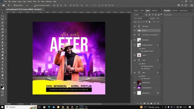After Party Club Flyer Design with Adobe Photoshop Tutorial Video step by step смотреть онлайн