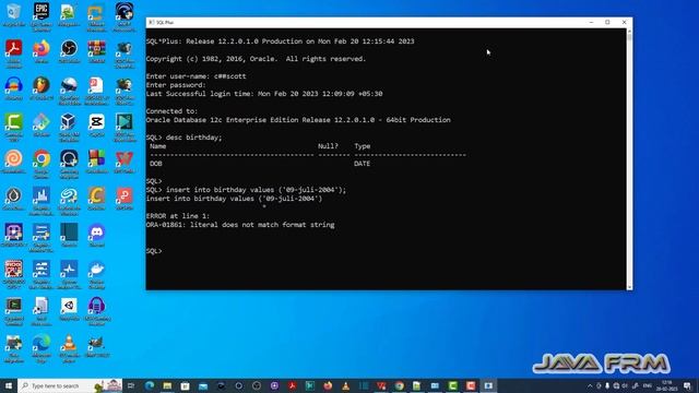 ORA-01861: literal does not match format string - Oracle Database 12c Error Messages смотреть онлайн
