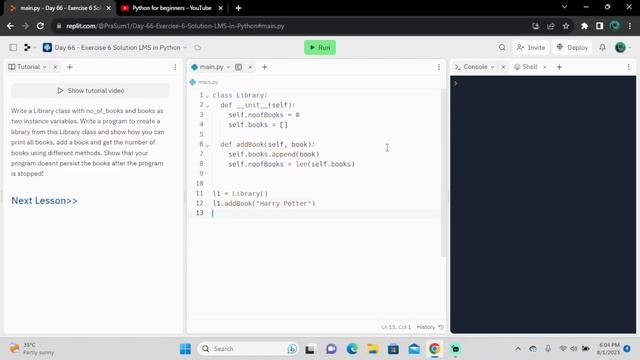 2023 | python for beginners | Exercise 6: Solution Library Management System | Day 66 смотреть онлайн