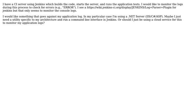 Monitor Application logs as part of Jenkins смотреть онлайн