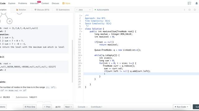 1161. Maximum Level Sum of a Binary Tree (LeetCode) смотреть онлайн