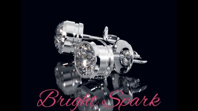 Пусеты с муассанитами по 1 карату в глухой оправе Winter от Bright Spark смотреть онлайн