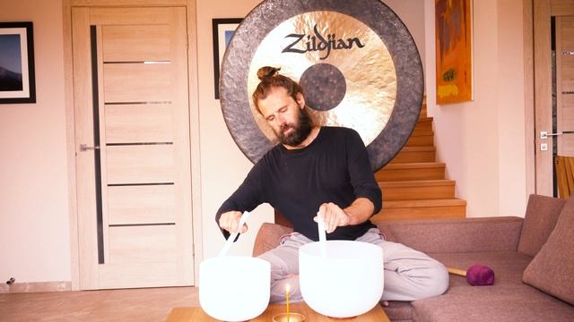 Гонг медитация с кристальными чашами, прокачиваем сердечный центр, средний даньтянь. Цигун.