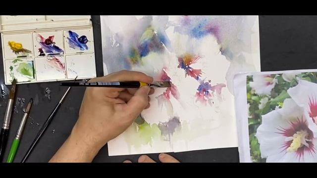 Rose of Sharon - Watercolor/Aquarela - Demo (WITH AUDIO) - Only Three Colors смотреть онлайн