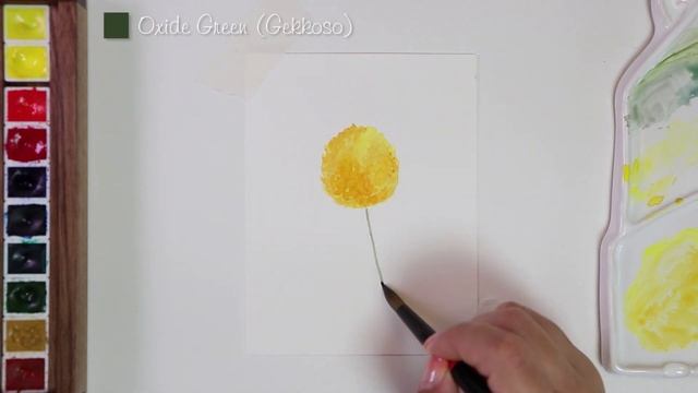 How to paint a Billy Button with watercolors without sketch | Billy ball | Craspedia | 水彩画 смотреть онлайн