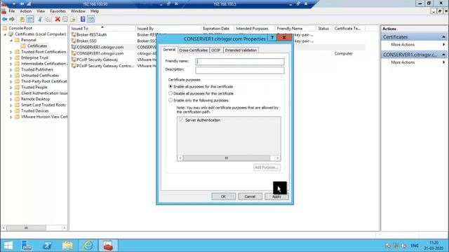 VMware Horizon connection server SSL certificate configuration смотреть онлайн