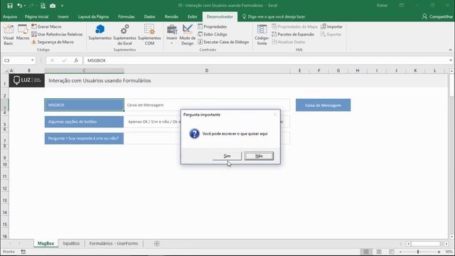 Curso VBA em Excel - Aula 5 - Caixa de Mensagem (MSGBOX) смотреть онлайн