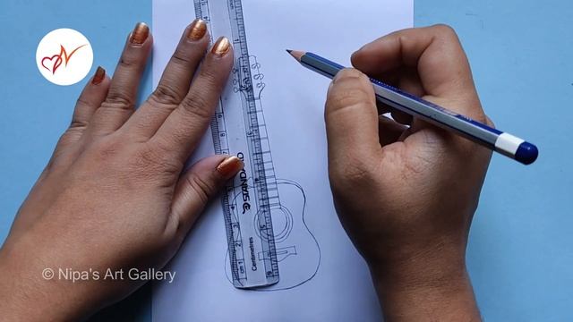 How to draw a realistic guitar | Music instrument pencil sketch drawing смотреть онлайн
