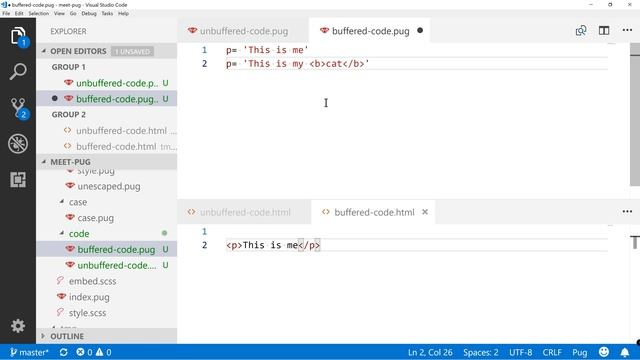 Buffered and Unbuffered code in PUG - Meet Pug 10 смотреть онлайн