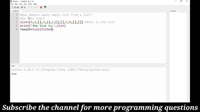 Python program to remove empty list from a list| #Python #Coding || B A Coder смотреть онлайн