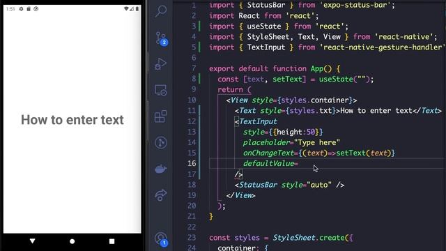 how to allow user to enter text in react native app? смотреть онлайн